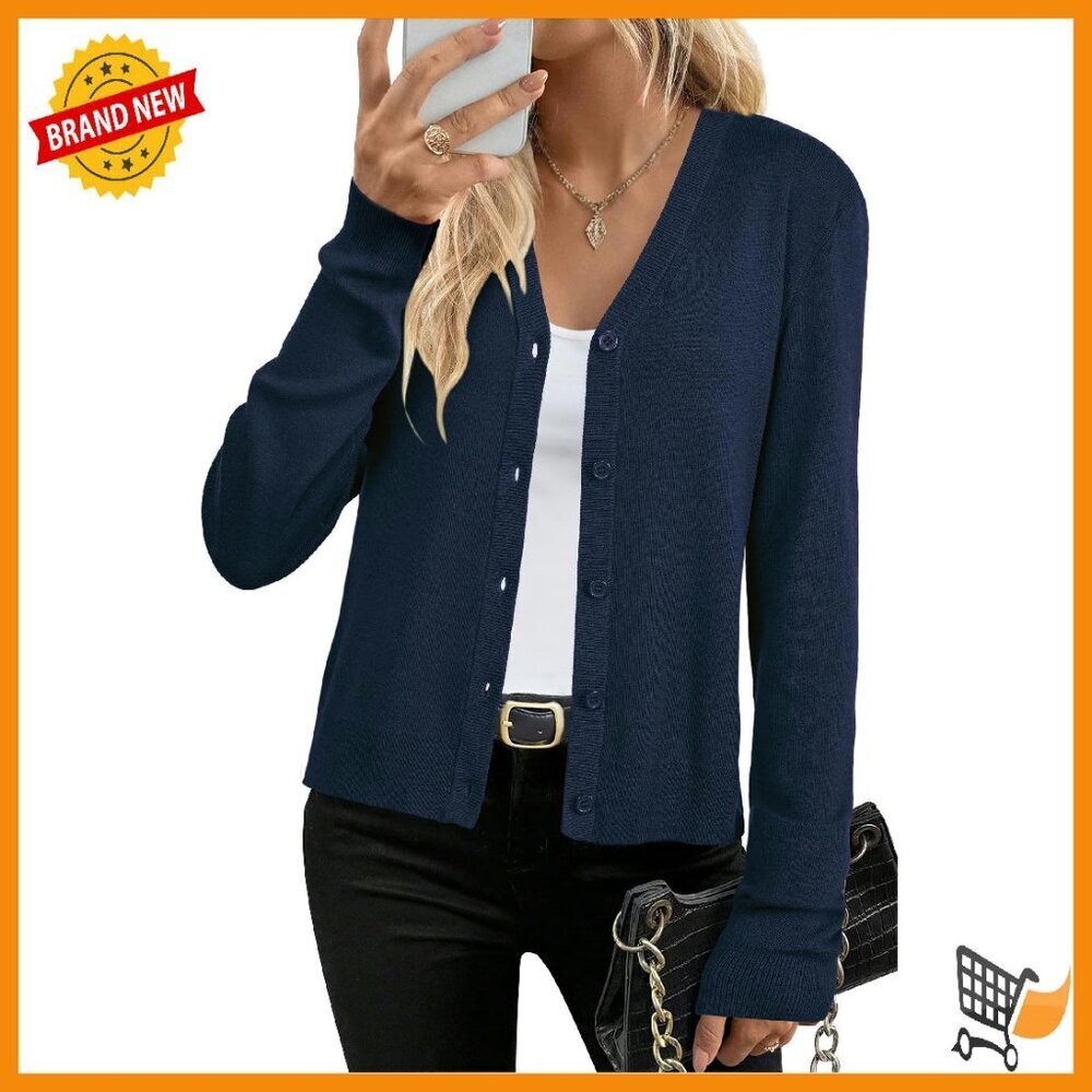 Wool Blend Cardigan Sweater Business Casual Tops Stretchy Comfort